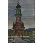 Nikifor Krynicki (1895 Krynica - 1968 Folusz), View of the church, circa 1950s.