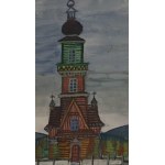 Nikifor Krynicki (1895 Krynica - 1968 Folusz), View of the church, circa 1950s.