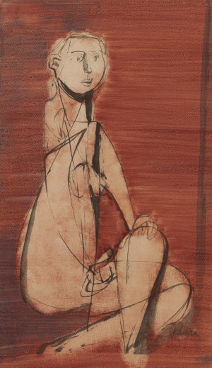 Jankiel Adler (1895 Tuszyn k. Łodzi - 1949 Aldbourne k. Londynu), Akt siedzący, około 1944/1947