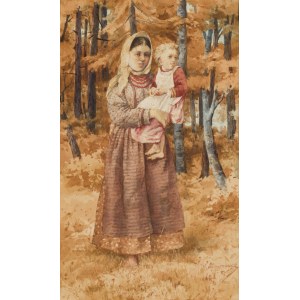 Hiacynt Alchimowicz (1841 - 1897 ), Portret matki z dzieckiem