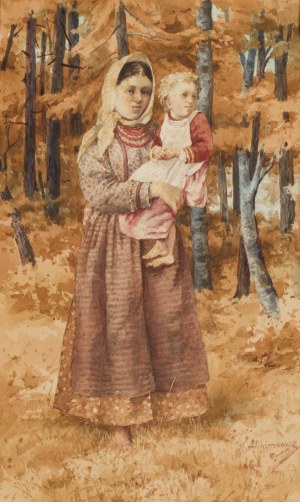 Hiacynt Alchimowicz (1841 - 1897 ), Portret matki z dzieckiem