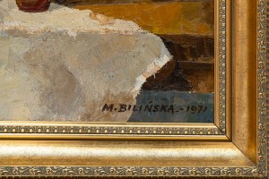 Maria Bilińska-Kalicka, Martwa natura z wazonem żółtych kwiatów, 1971