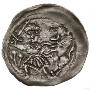 denar, 1236-1248; Aw: Postać na koniu, w prawo, trzymaj...