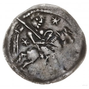 denar jednostronny, 1236-1248; Postać na koniu, w prawo...