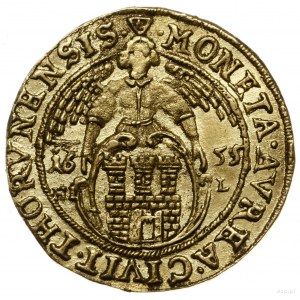 dukat 1655, Toruń; Aw: Popiersie króla z orderem Złoteg...