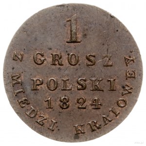 1 grosz polski z miedzi krajowej 1824, Warszawa; nowe b...