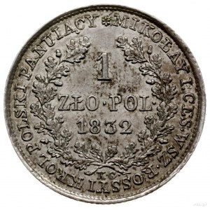 1 złoty 1832, Warszawa; odmiana z dużą głową cara; Bitk...