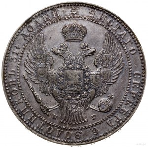 1 1/2 rubla = 10 złotych 1833 НГ, Petersburg; krzyżyk n...