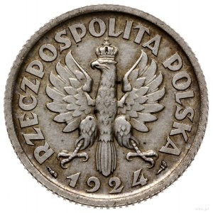 1 złoty 1924, Paryż; Kobieta z kłosami, na rewersie wyp...