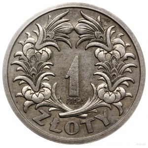 1 złoty 1929, Warszawa; nominał w wieńcu, wypukły napis...