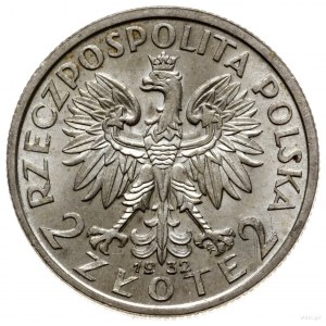 2 złote 1932, Warszawa; głowa kobiety w czepcu; Parchim...