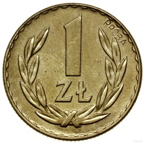 1 złoty 1957, Warszawa; nominał 1, wklęsły napis PRÓBA ...