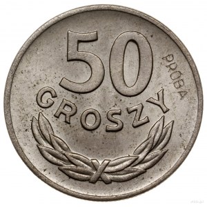 50 groszy 1949; Warszawa; nominał 50, wklęsły napis PRÓ...