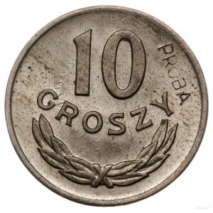 10 groszy 1949, Warszawa; nominał 10, wklęsły napis PRÓ...