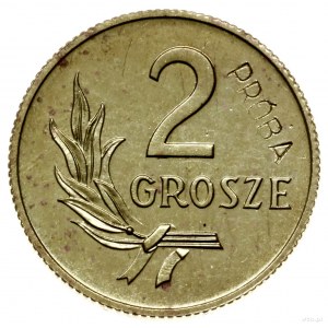 2 grosze 1949, Warszawa; nominał 2, wklęsły napis PRÓBA...