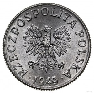 2 grosze 1949, Warszawa; nominał 2, wklęsły napis PRÓBA...