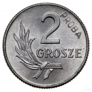 2 grosze 1949, Warszawa; nominał 2, wklęsły napis PRÓBA...