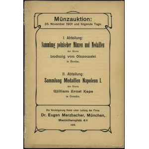 Dr. Eugen Merzbacher, Münzauktion: 25.11.1901 und folge...