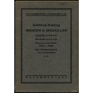 Leo Hamburger, Auktions-Katalog Münzen u. Medaillen – S...