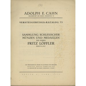 Adolph E. Cahn, Auktions-Katalog 73 – Schlesische Münze...