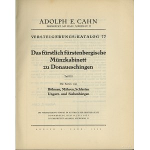 Adolph E. Cahn, Auktions-Katalog 77 – Das fürstlich für...