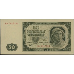 50 złotych 1.07.1948; seria BB, numeracja 3817104; Luco...