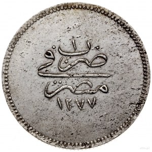 20 qirsh, AH 1277 (AD 1861); KM 260; srebro, 27.94 g; r...