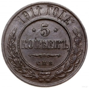 5 kopiejek, 1911 СПБ, mennica Petersburg; Bitkin 210, B...