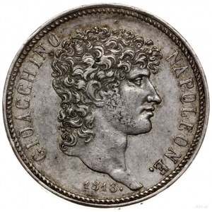 5 lirów, 1813, mennica Neapol; Aw: Głowa w prawo, GIOAC...