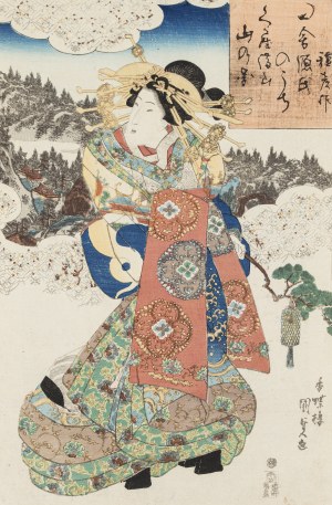 Utagawa Kunisada (1786-1865), Gejsza przy górze Kurama, przed 1846