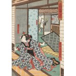 Utagawa Kunisada II (1823-1880), Scena rodzajowa (ucieczka), 1853