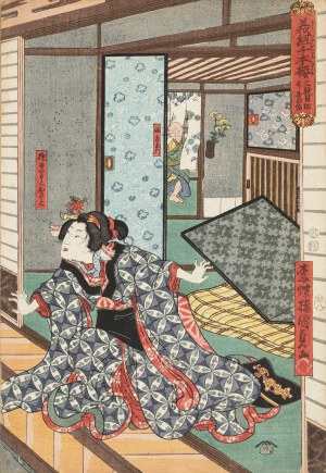 Utagawa Kunisada II (1823-1880), Scena rodzajowa (ucieczka), 1853