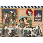Utagawa Kunisada (1786-1865), W galerii obrazów [dyptyk]1858