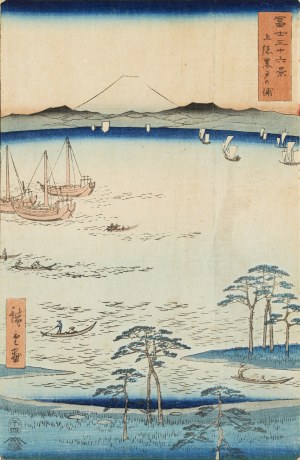 Hiroshige Andō (1797-1858), Zatoka Kuroto (Kazusa Kurodo no ura). Grafika z serii 36 widoków Fuji, 1858