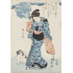 Utagawa Sadahide (1807-1873), Komachi z psem. Z serii: 7 Komachi, ok. 1843-1847