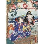 Toyohara Kunichika (1835-1900), Spotkanie przy brzegu, 1850-1872