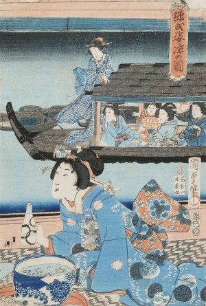 Utagawa Kunisada (1786-1865), Spotkanie przy łodziach, 1850-1872