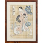 Hasegawa Sadanobu (1809-1879), Actor Bando Jutaro as Mrs. Iwafuji in the play  KagamiyamaKokyo no Nashike, 1838.