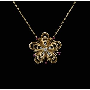 Brooch - pendant with rubies