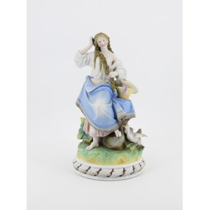 Woman with basket and goose
