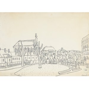 Edward Dwurnik, WARSAW - VISITING CHURCH, 1968
