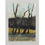Jacek SIENICKI (1928-2000), Ostrowik - Drzewa i żółte pole, 1999