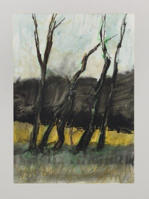 Jacek SIENICKI (1928-2000), Ostrowik - Drzewa i żółte pole, 1999