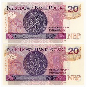20 złotych 2012, 2016, seria AI, AP, zestaw 2 sztuk