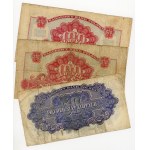 50, 100 zlotych 1944, various series, set of 3 pieces