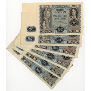 20 zlotys 1936, various series, set of 6.