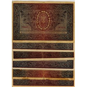 5.000 Polnische Mark 1920, verschiedene Serien, Satz von 6 Stück