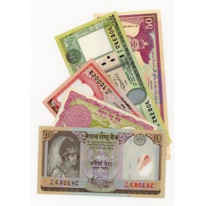 Nepal, 100, 50, 10, 5, 1 Nepalese rupees, set of 5 pieces