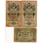 Russia, 3 rubles 1905, 10 rubles 1909, 500 rubles 1912, set of 6 pieces