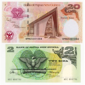 Papua New Guinea, 2, 20 kina, set of 2 bills